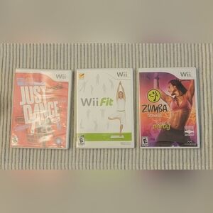 Wii Games Lot: Zumba Fitness, Just Dance, Wii Fit - Lot of 3